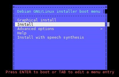 Debian GNU/Linux installer boot mennu